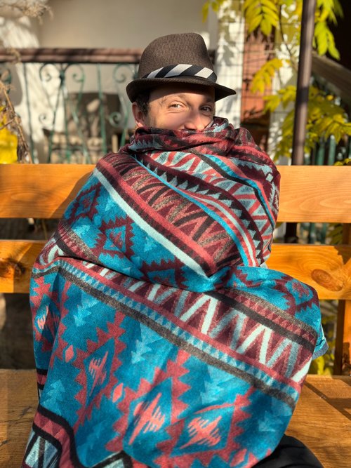 Шаль Pine_Blue dark